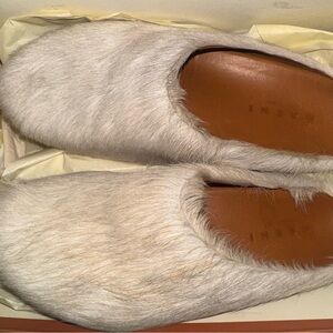 Marni Cream Fur Slippers